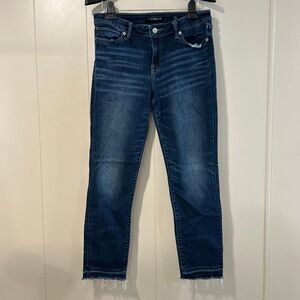 Lucky Brand 10/30 Ankle Skinny Jeans Dark Wash Raw Hem Denim Stretch Mid Rise